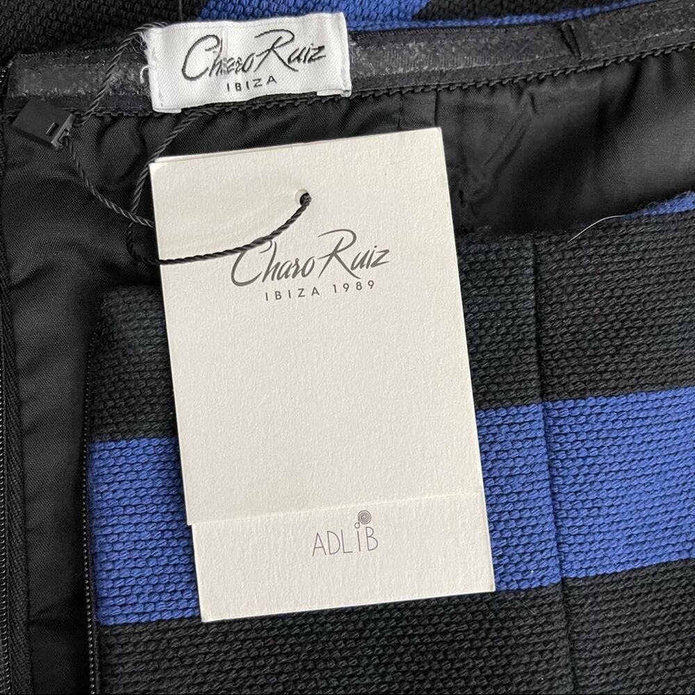 NWT Charo Ruiz Ibiza Strapless Stripe Mini Dress S Blue/Black Small - Picture 7 of 7
